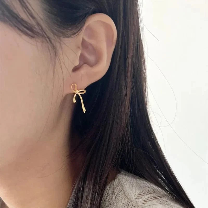 Best Frieds Gifts Jewelry Earrings 925 Sterling Silver Bowknot Shape Silver Gold Stud Earrings Wholesale