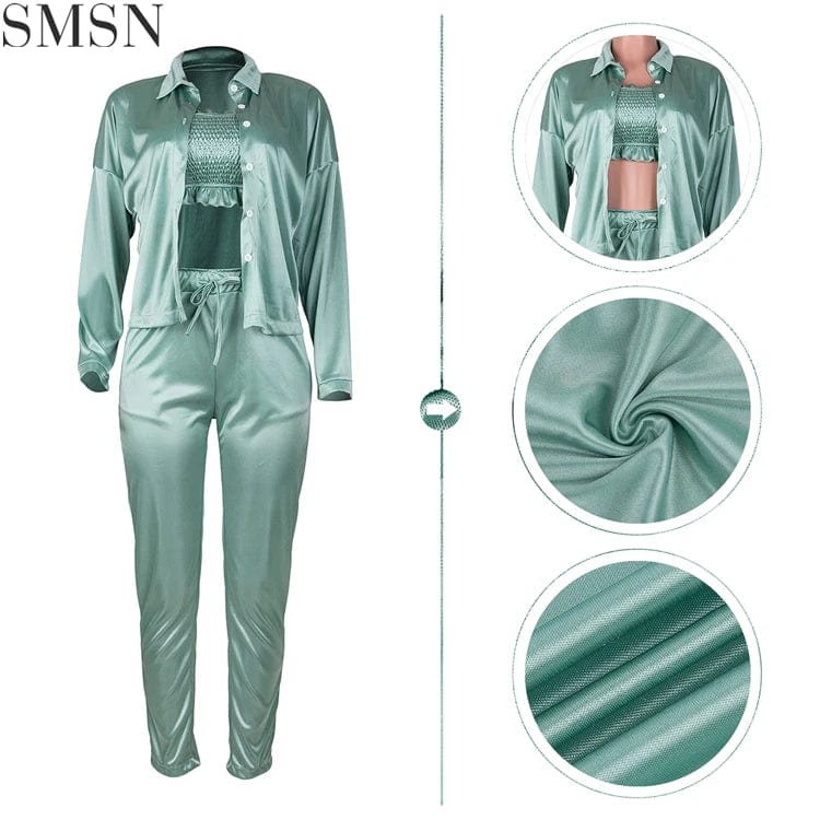 best price solid candy color loose hoodie casual trouser Three Piece Set Women Clothing Women Joggers Suits Set