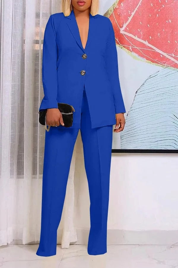 best selling product 2024 Solid color fashion casual spring small suit two piece pants set
