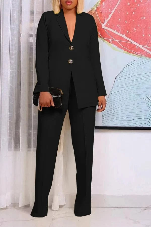best selling product 2024 Solid color fashion casual spring small suit two piece pants set