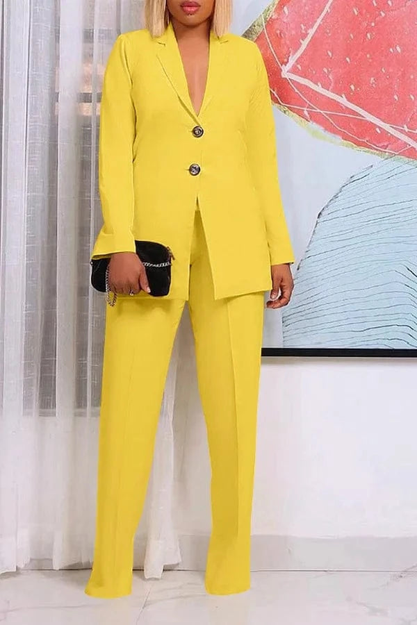 best selling product 2024 Solid color fashion casual spring small suit two piece pants set