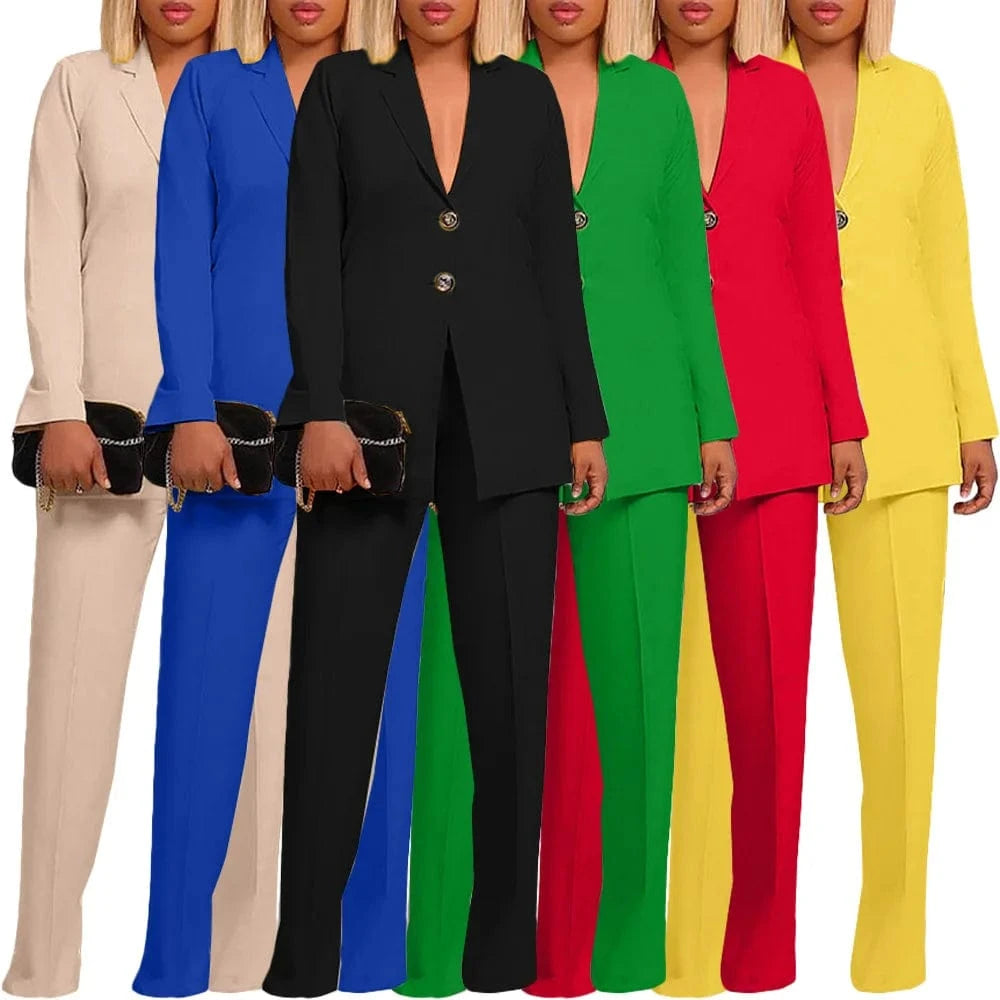 best selling product 2024 Solid color fashion casual spring small suit two piece pants set