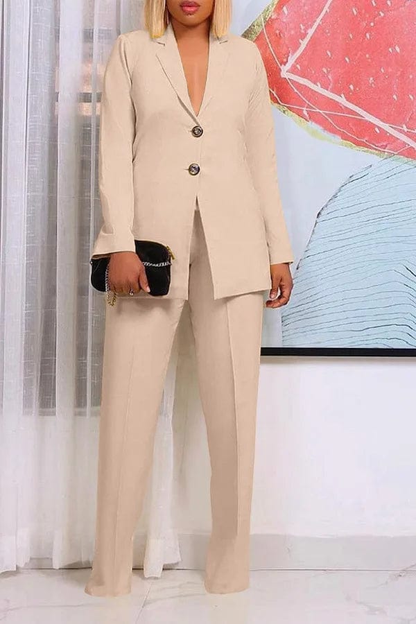 best selling product 2024 Solid color fashion casual spring small suit two piece pants set