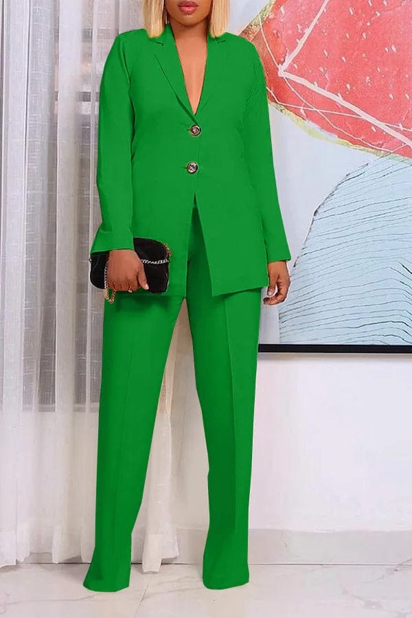 best selling product 2024 Solid color fashion casual spring small suit two piece pants set