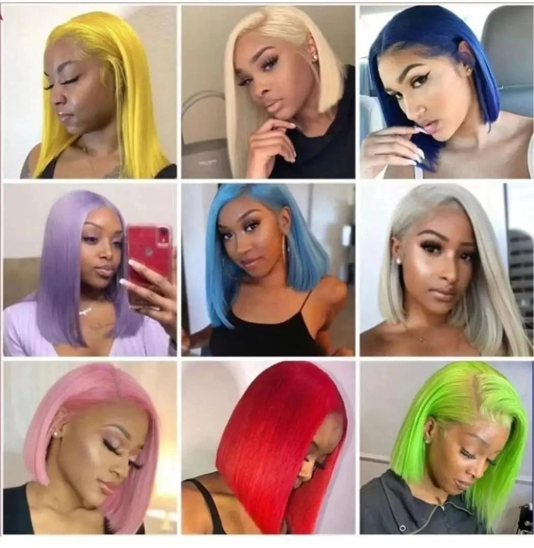 best-selling Red Color short BOBO human hair full frontal lace wig for women