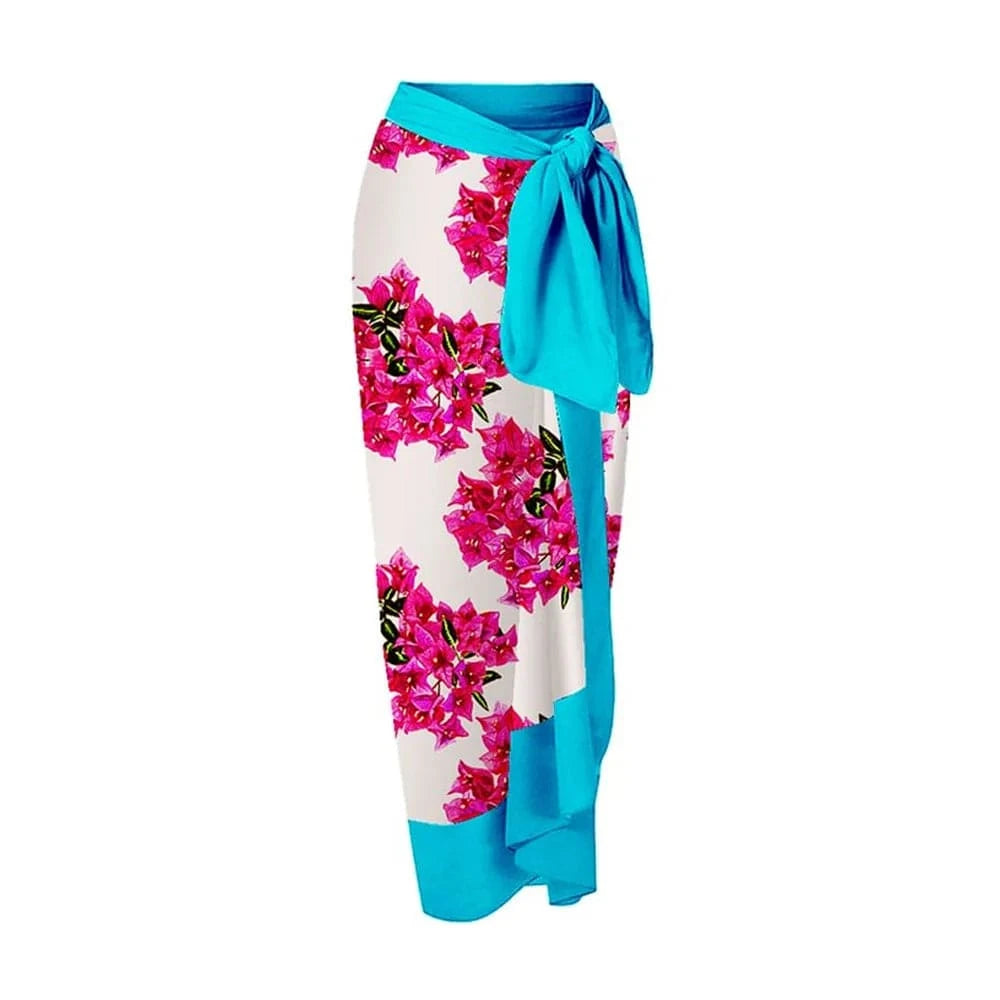 Bestway 2024 New Ruffle Swimsuit floral print One Pieces Bathing Suit and beach Sarong For Women V-Neck swimwear Monokini Skirt