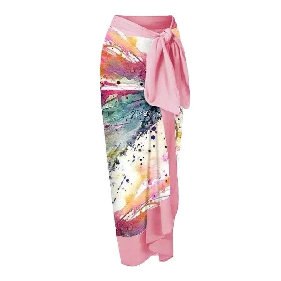 Bestway 2024 New Ruffle Swimsuit floral print One Pieces Bathing Suit and beach Sarong For Women V-Neck swimwear Monokini Skirt