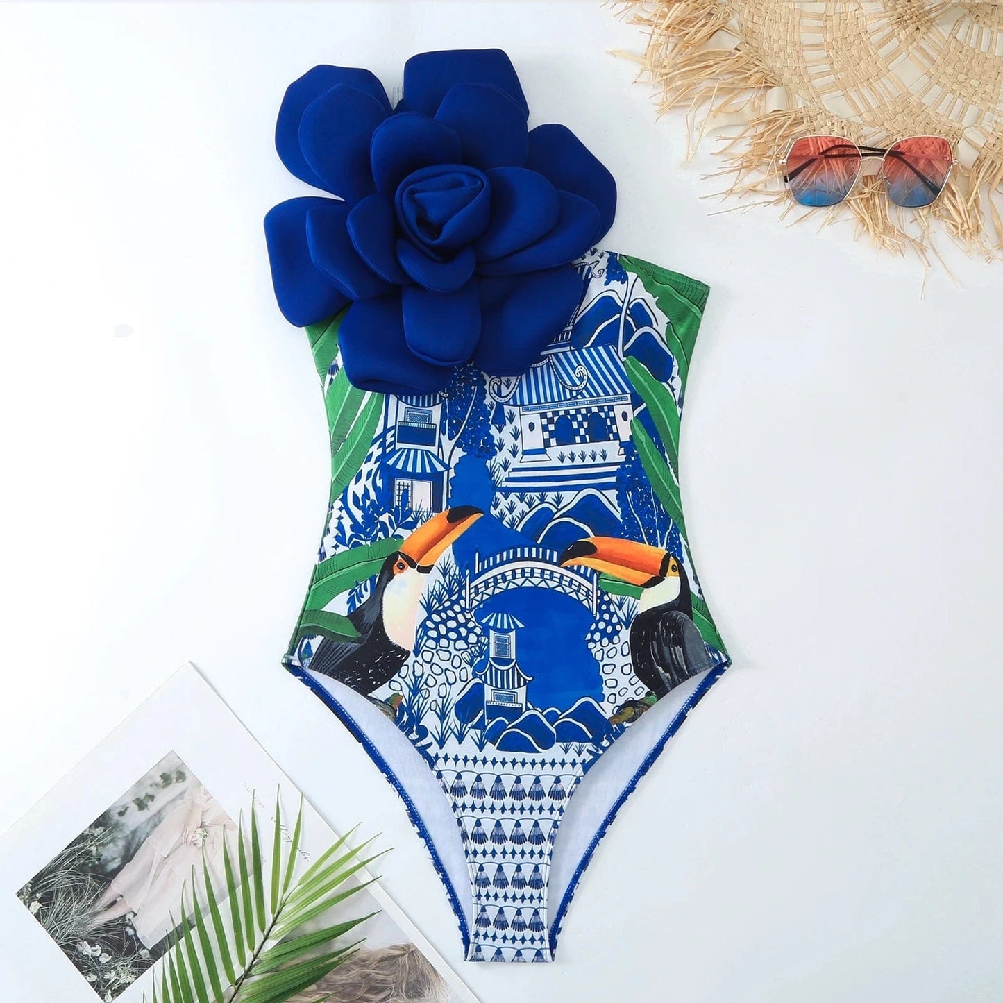 Bestway New Arrivals Big Flower Floral Printed Swimsuit with Beach Skirt Bathing Suit For Women Swimwear 2024 ready to ship OEM
