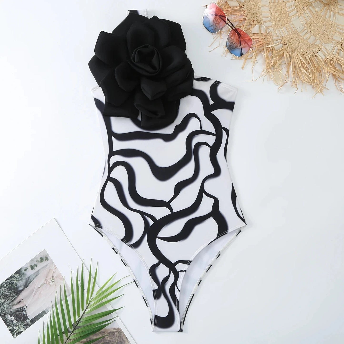 Bestway New Arrivals Big Flower Floral Printed Swimsuit with Beach Skirt Bathing Suit For Women Swimwear 2024 ready to ship OEM