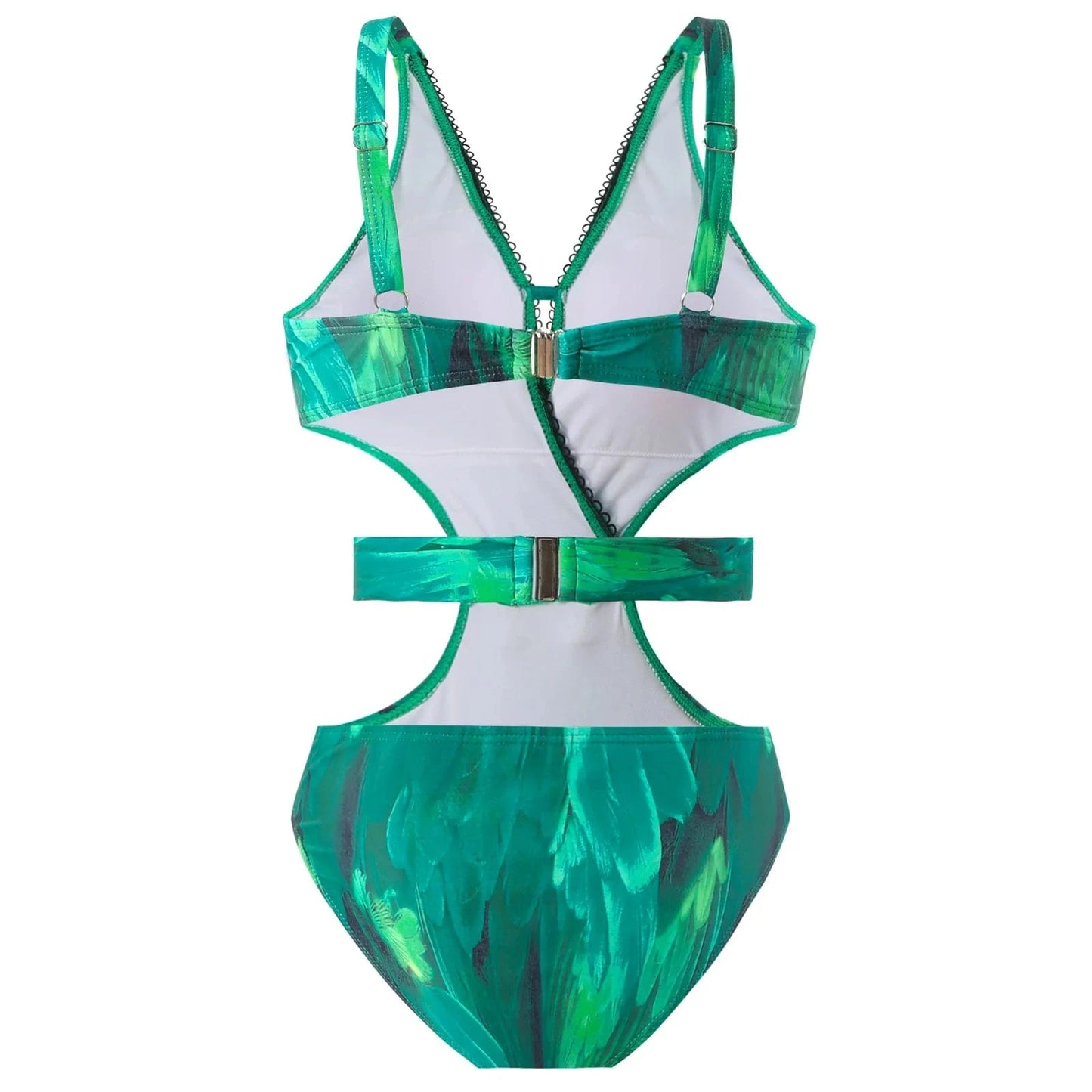 BESTWAYCLOX 2024 new factory digital print one pieces swimsuit Hollow out and Skirt two pieces Beach sets with Belt Swimwear OEM