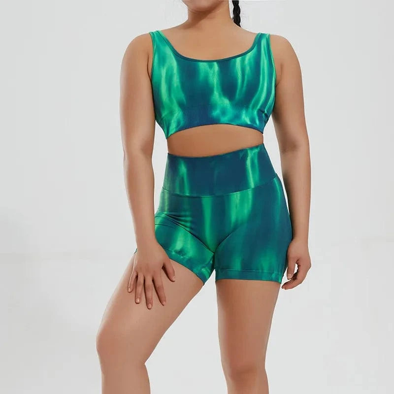 BESTWAYCLOX 2024 Popular New Spot Yoga Shorts Yoga Vest Set Women's Sports Bra Fitness Sportswear female short pants and vest