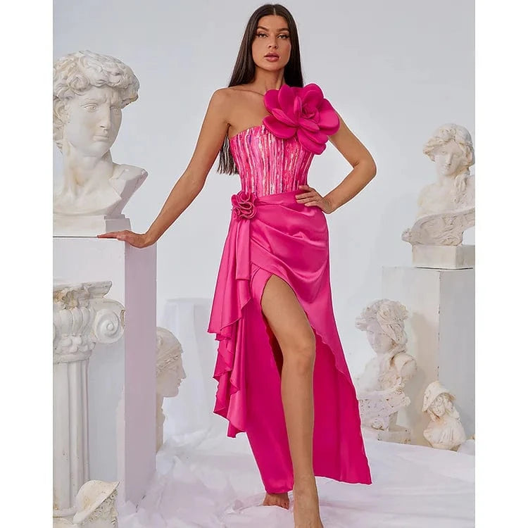 Bestwayclox 3D Flower Strapping One-piece Swimsuit and Skirt for Women Swimwear Female Luxury Beach wear Bathing Suit Stock 2024