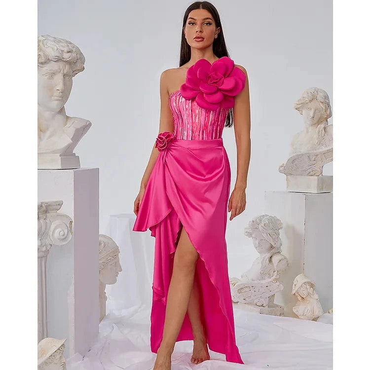 Bestwayclox 3D Flower Strapping One-piece Swimsuit and Skirt for Women Swimwear Female Luxury Beach wear Bathing Suit Stock 2024