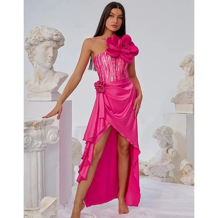 Bestwayclox 3D Flower Strapping One-piece Swimsuit and Skirt for Women Swimwear Female Luxury Beach wear Bathing Suit Stock 2024