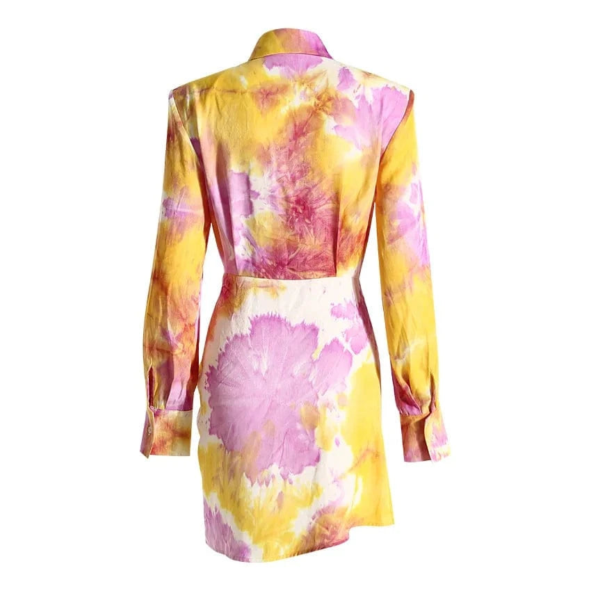 Bettergirl New fashionable Printed 2024 Spring Tie Dyed Shirt Dress
