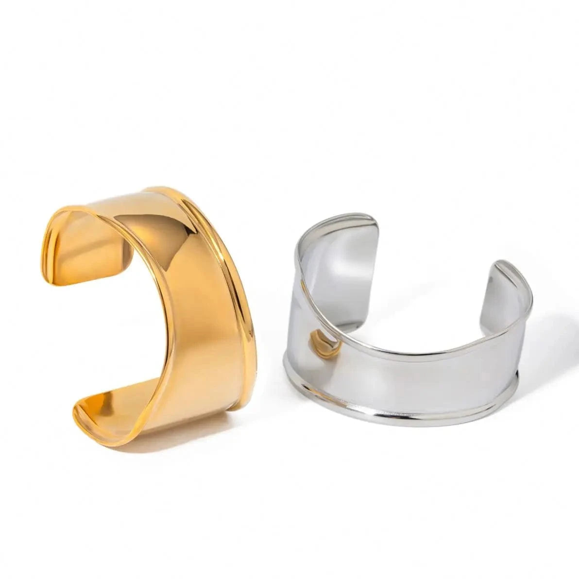 BG877 18K PVD Gold Plated Silver Wide Hammered Texture and V Gap Opening Irregular Shape Cuff Bangle For Women