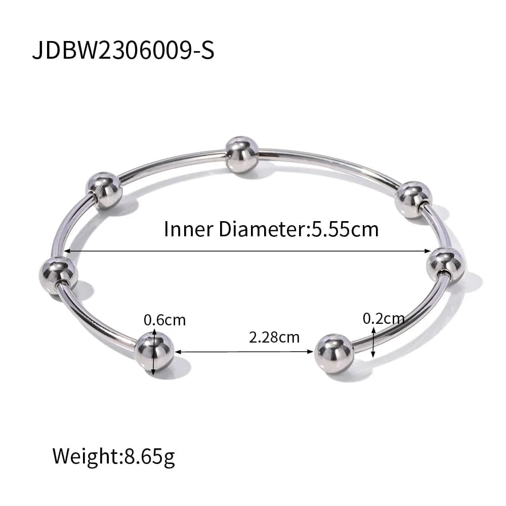 BG889 / 5.55cm / BG889S BG889 18k Gold Plated Stainless Steel Bracelets Jewelry Waterproof Mulit Round Ball Open Bangles for Women