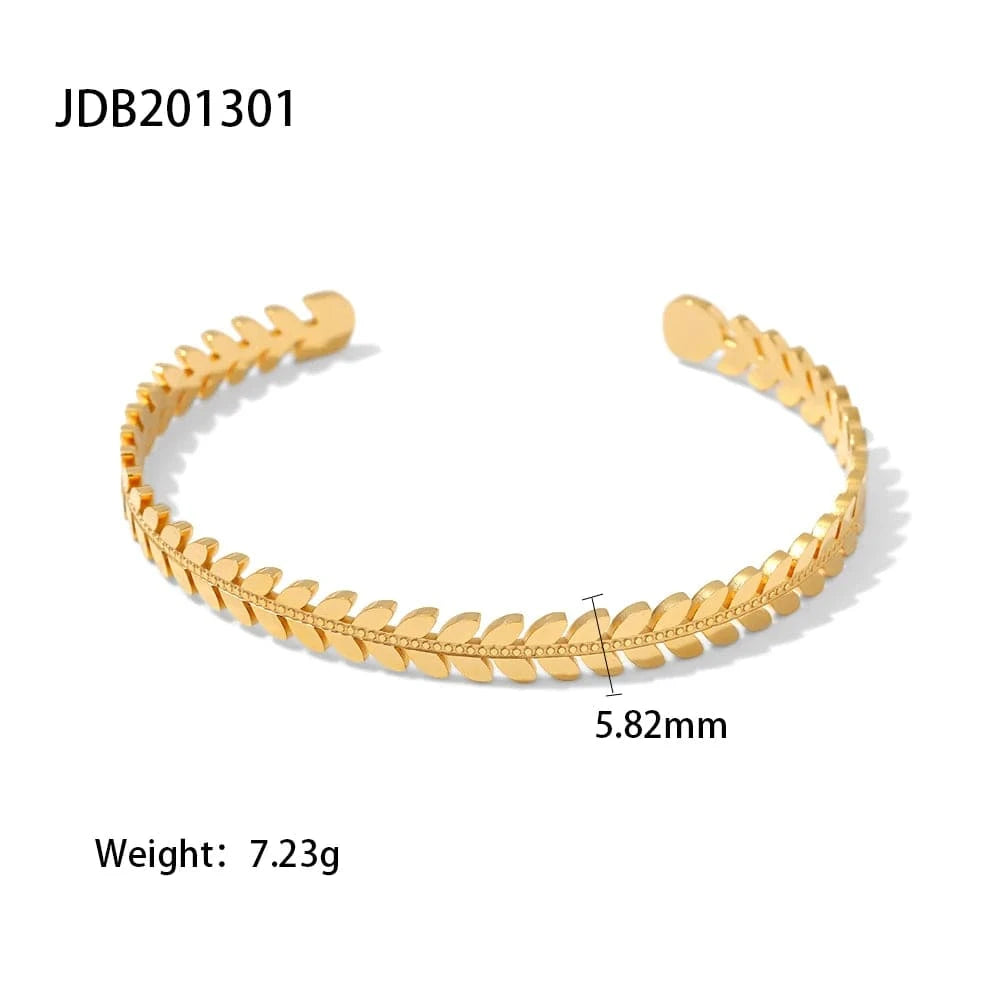 BG920 / Pictures / BG920 BG920 New Trendy 18k Plated Stainless Steel Jewelry Non Tarnished Bracelet Opening Leaves Bangles