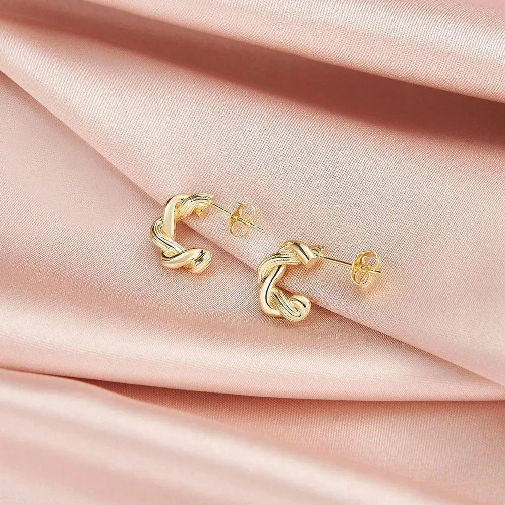 BGAE05 RINNTIN Hot Selling Jewelry Vintage Gold Plated 925 Silver Earring Twist Hoop Earrings