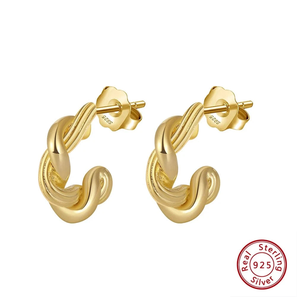 BGAE05 RINNTIN Hot Selling Jewelry Vintage Gold Plated 925 Silver Earring Twist Hoop Earrings