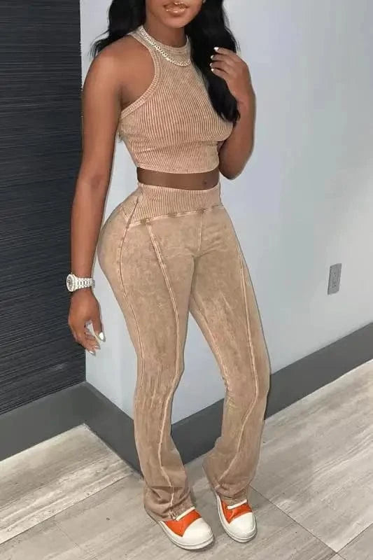 BH1127 women 2024 spring fashion Patchwork printed vest and long pant two piece set