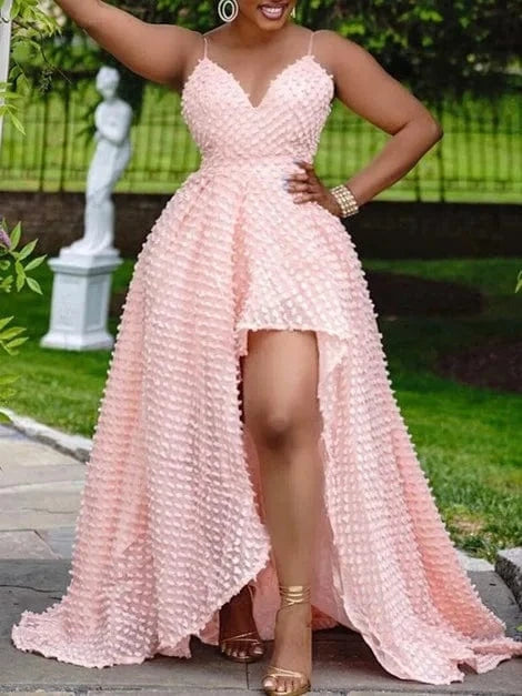 BH874 size 2XL to 5XL women sexy plus size Pink slip backless dress