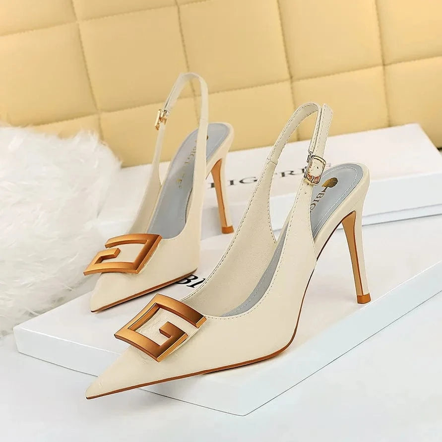 Bigtree Sandals heeled sandals formal shoes sling back Fashion sandals buckle pointed toes Shoes