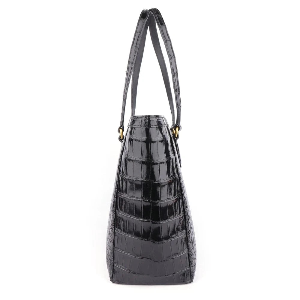 Black 2024 Custom New Fashion Designer Luxury Handbags Genuine Alligator Crocodile Leather Shoulder Tote Bag Big Size For Ladies