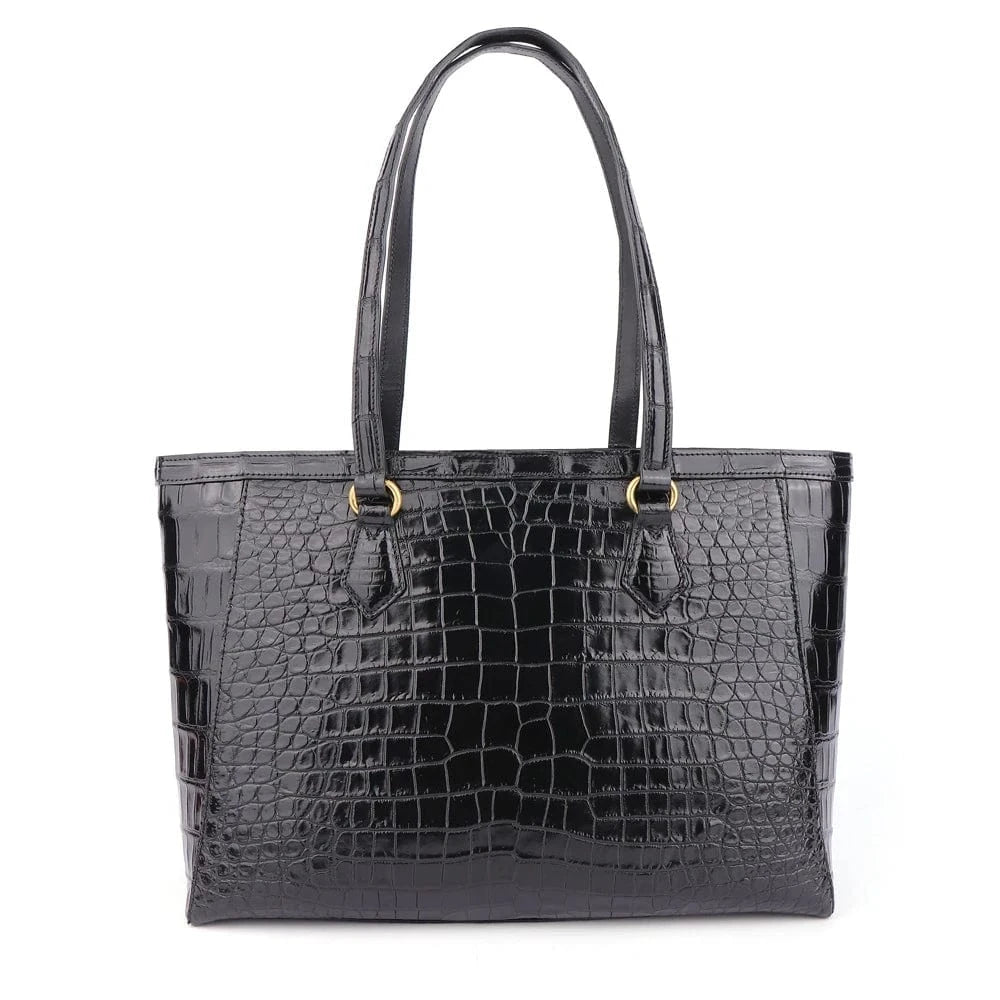 Black 2024 Custom New Fashion Designer Luxury Handbags Genuine Alligator Crocodile Leather Shoulder Tote Bag Big Size For Ladies