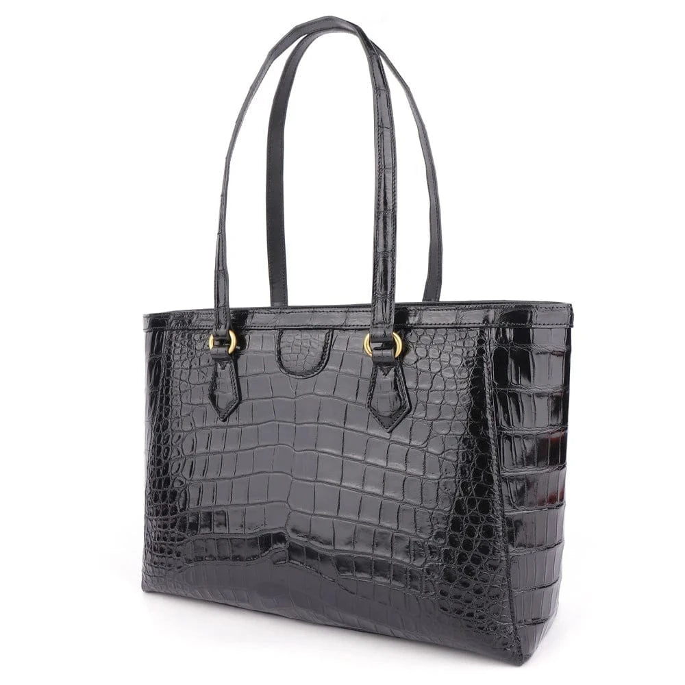 Black 2024 Custom New Fashion Designer Luxury Handbags Genuine Alligator Crocodile Leather Shoulder Tote Bag Big Size For Ladies