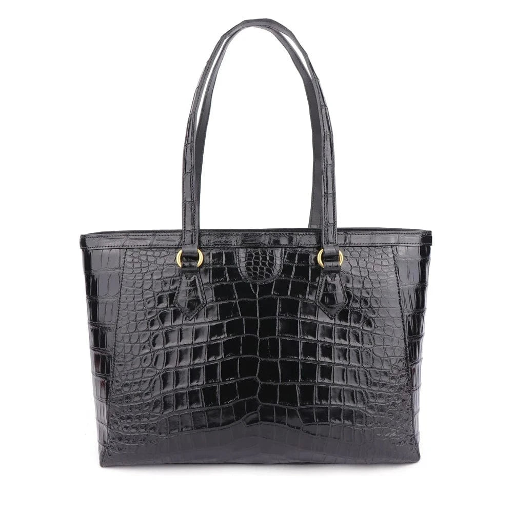 Black 2024 Custom New Fashion Designer Luxury Handbags Genuine Alligator Crocodile Leather Shoulder Tote Bag Big Size For Ladies