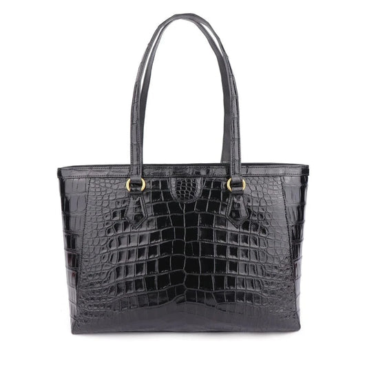 Black 2024 Custom New Fashion Designer Luxury Handbags Genuine Alligator Crocodile Leather Shoulder Tote Bag Big Size For Ladies