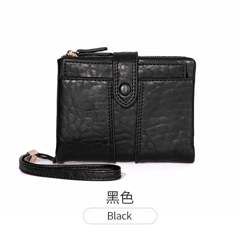 Black 2024 New Women's Wallet PU Leather Short Zipper Zero Wallet Folding Classic Design Wallet