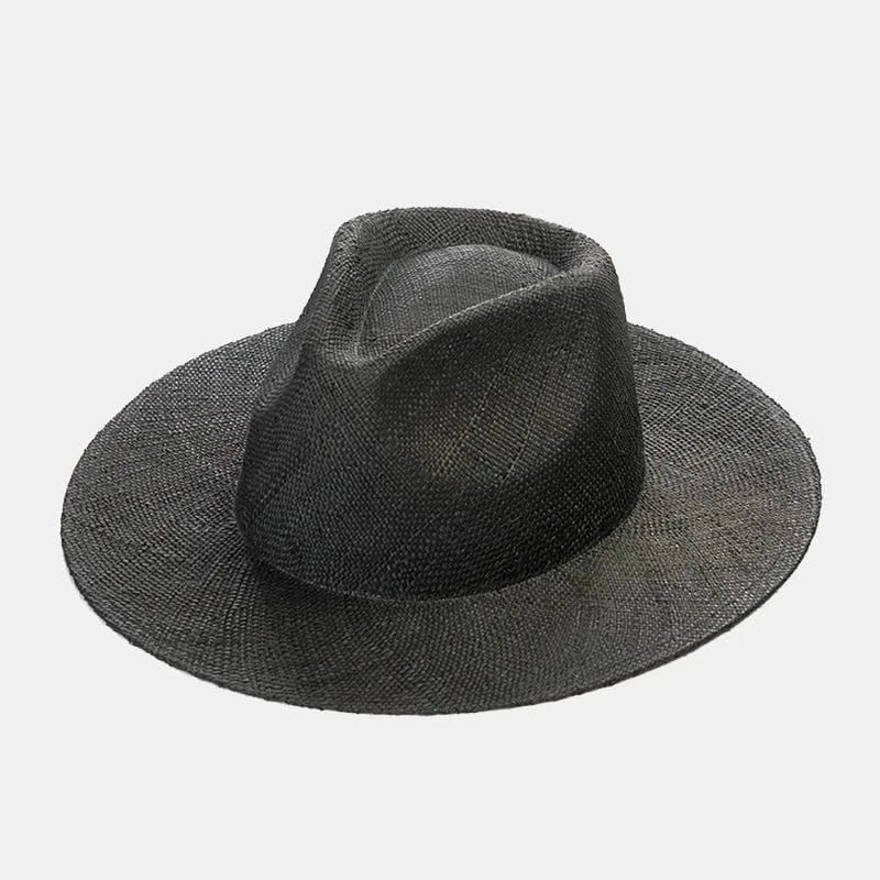 Black 2024 OEM Wholesale Custom Unisex Sun Panama Wide Brim Straw Hats Summer Fedora Hats Women Ladies Chapeau Beach sombreros