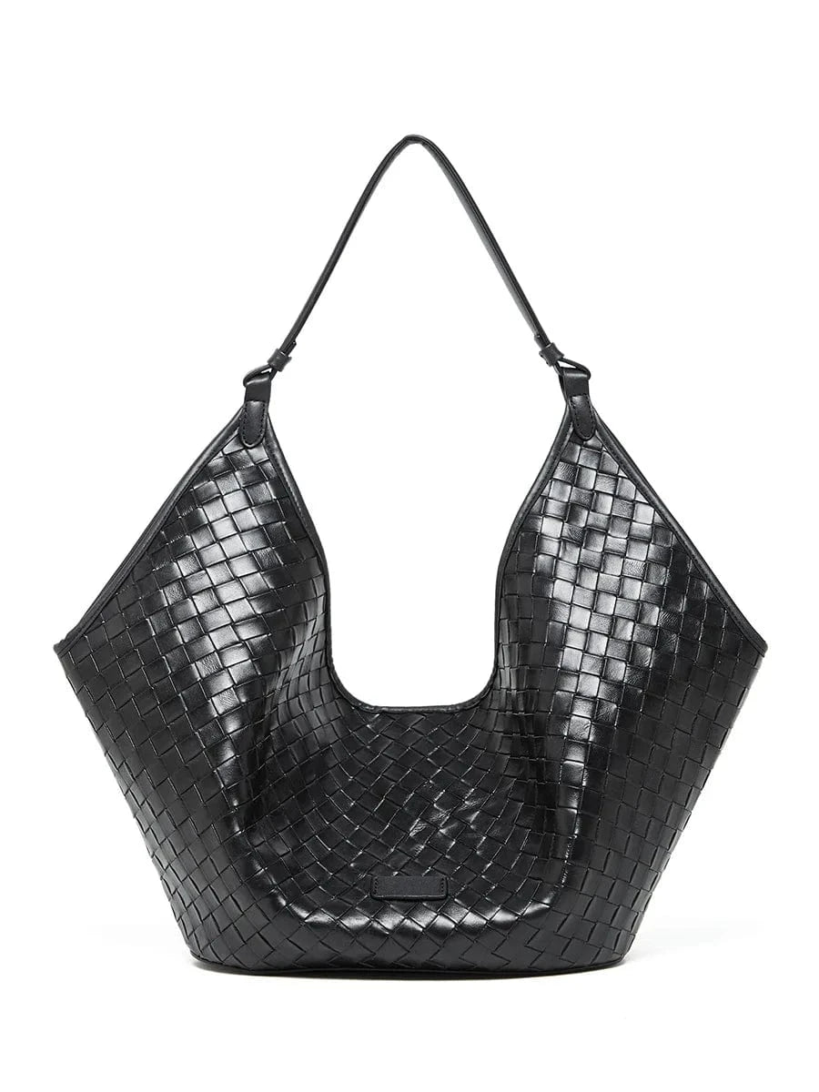 Black 2025 New Luxury Women's Genuine Leather Basket Bags Handbags China Wholesale Weaving Grain Cowhide Women's Shoulder Bag