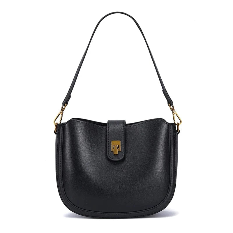 black / 24x9x19cm Women‘s Cowhide Genuine Leather Shoulder Bag Ladies Soft Natural Cow Leather Handbag Female Fashion Luxury Design Crossbody Bags