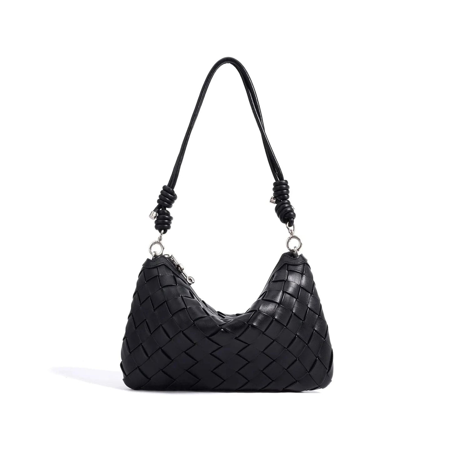 Black 30*5*19cm 2025 New Design Woven Bag Luxury Genuine Cowhide Leather Women Handbag High-End Women's Hand-Woven Armpit Bag BOLSO DE LUJO