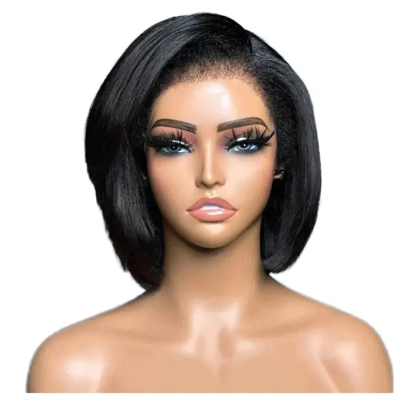Black / 8 Inches Hot Selling 100% Human Hair Pixie Wig 4*4 Closure Short Cut Straight Style Transparent Lace Front for Black Women