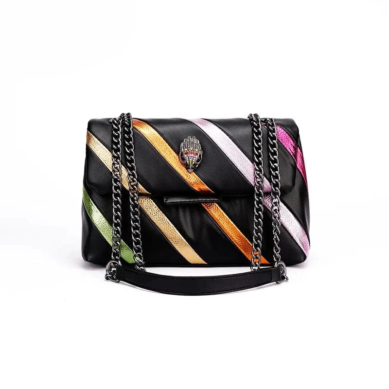Black BM9334 Soft Leather New Trends High Quality Designer Handbags Femme Rainbow Crossbody Striped Purse For Ladies