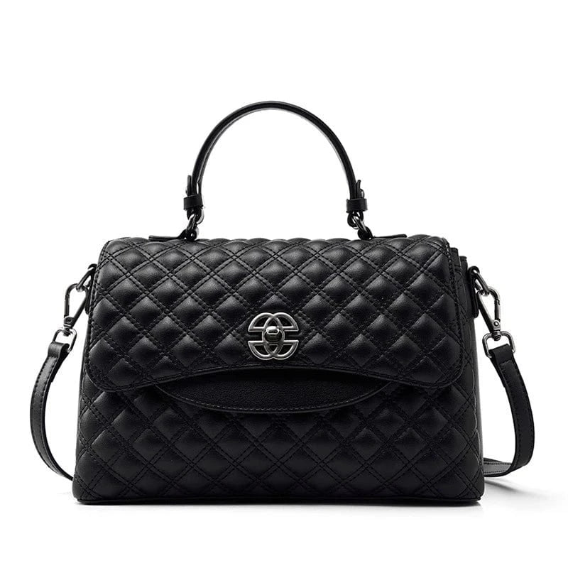 Black Elegant Trendy Ladies Genuine Leather New Fashion Handbags Lady Woman Hand Shoulder Crossbody Bags For Women Satchels Purses