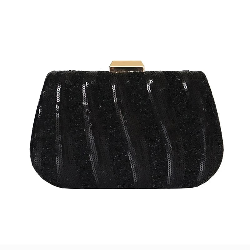 Black Factory direct wholesale new style embroidery fabric evening bag metal box sequin clutch bag women for party prom banquet