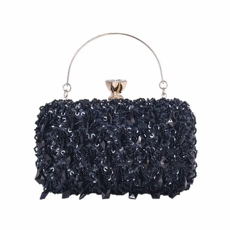 Black good quality fashion unique design evening bag beaded sequin party bling luxury clutch purse for women