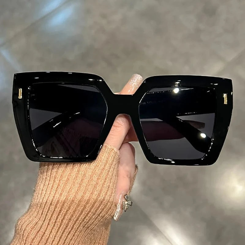 Black Gradient Fashion Sunglasses Large Square Rectangle Frame Anti-Reflective Lens Sport Eyewear Summer Beach Party Accessory