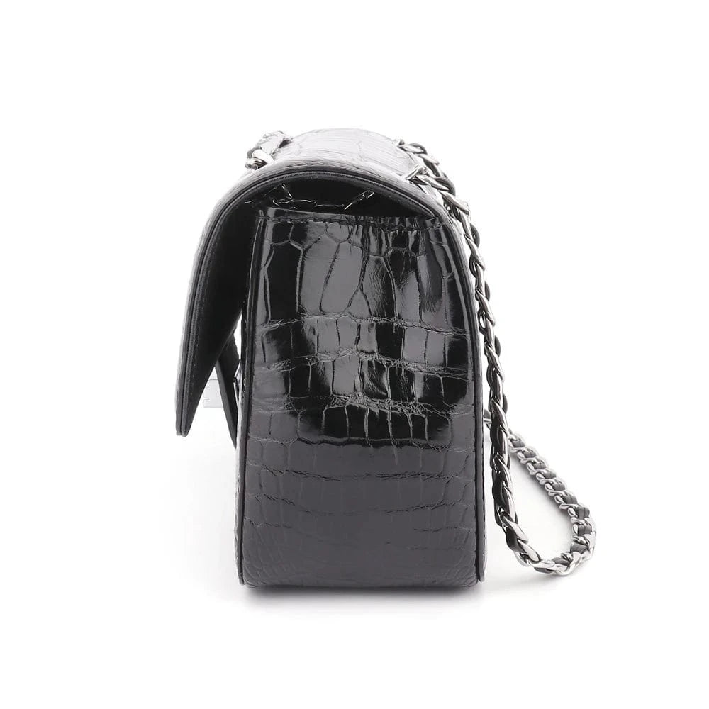 Black High Quality Designer Famous Brands Handbags Genuine Leather Crocodile Luxury Ladies Chain Shoulder Hand Bag Fashion Women