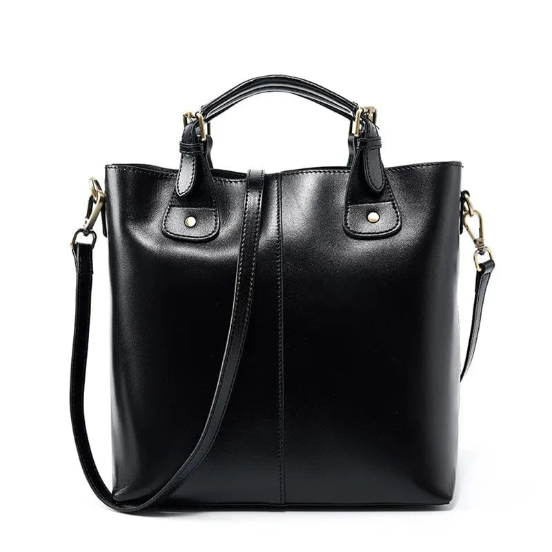 Black High Quality Genuine Leather Handbag Design 2024 Shoulder Bag Real Leather Handbags For Women Luxury Leather Bag