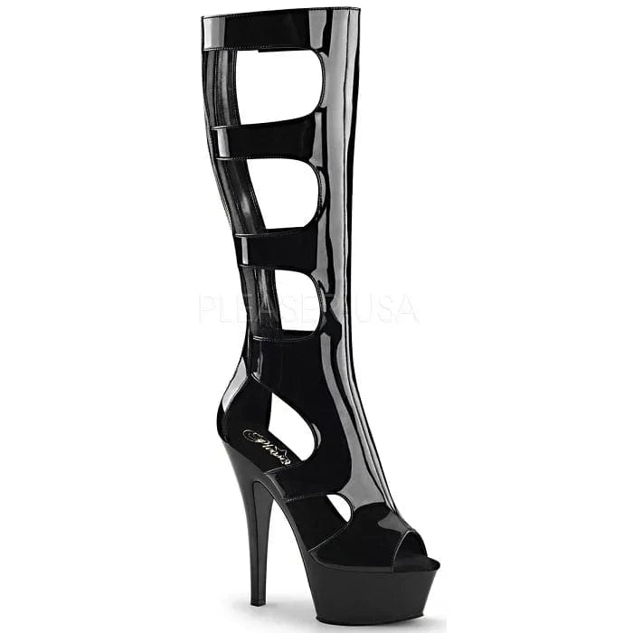 Black hollow out thin heel fish mouth fashion high-heeled platform model show sexy pole dance high-heeled sandals