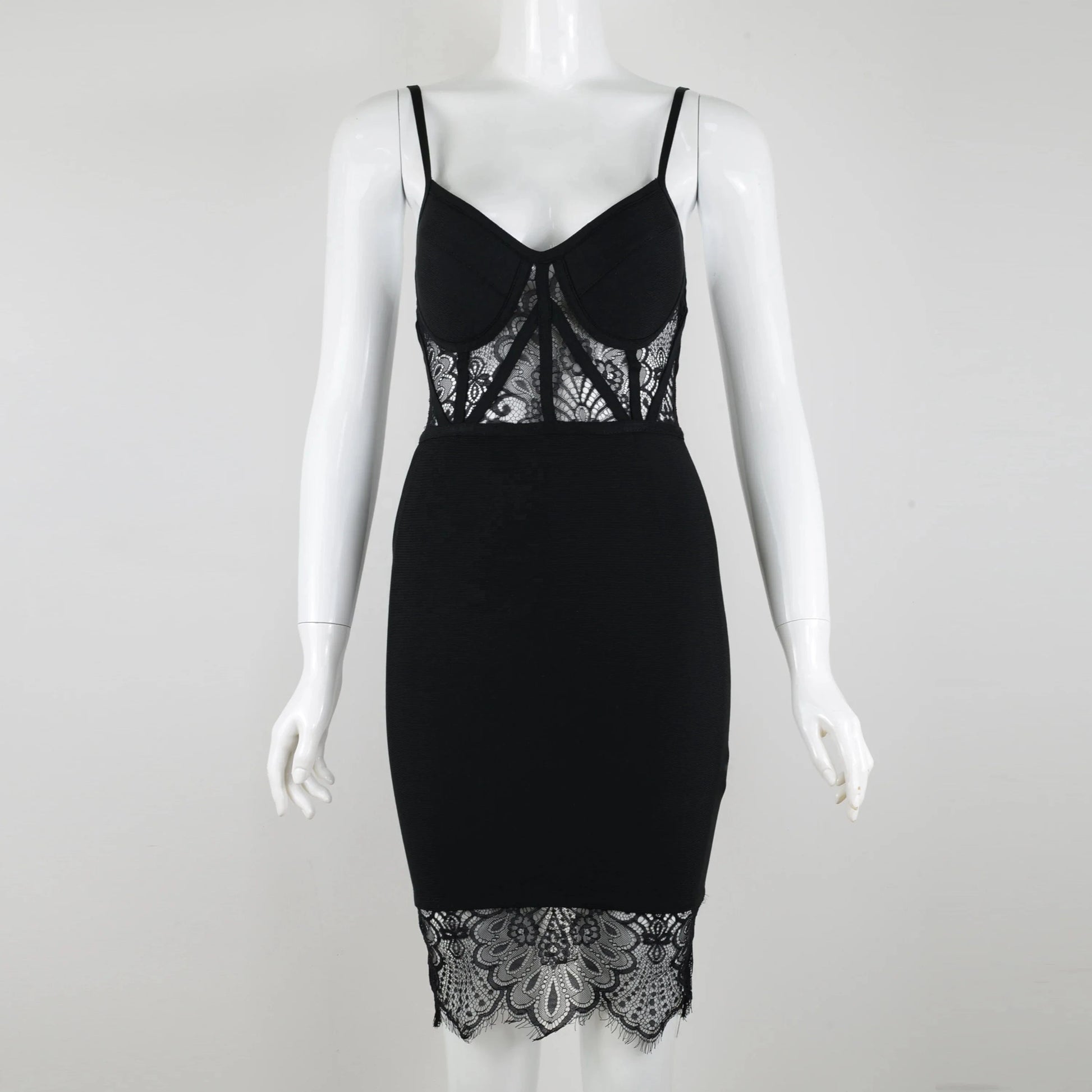black lace bandage dress mini sexy deep v-neck backless party dress women's summer clothing strap bodycon