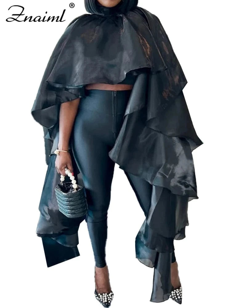 black / M Znaiml Elegant Batwing Sleeve O-Neck Cloak Tops Women Spring Summer Dashiki Ladies Dubai Muslim Kaftan African Female Clothing