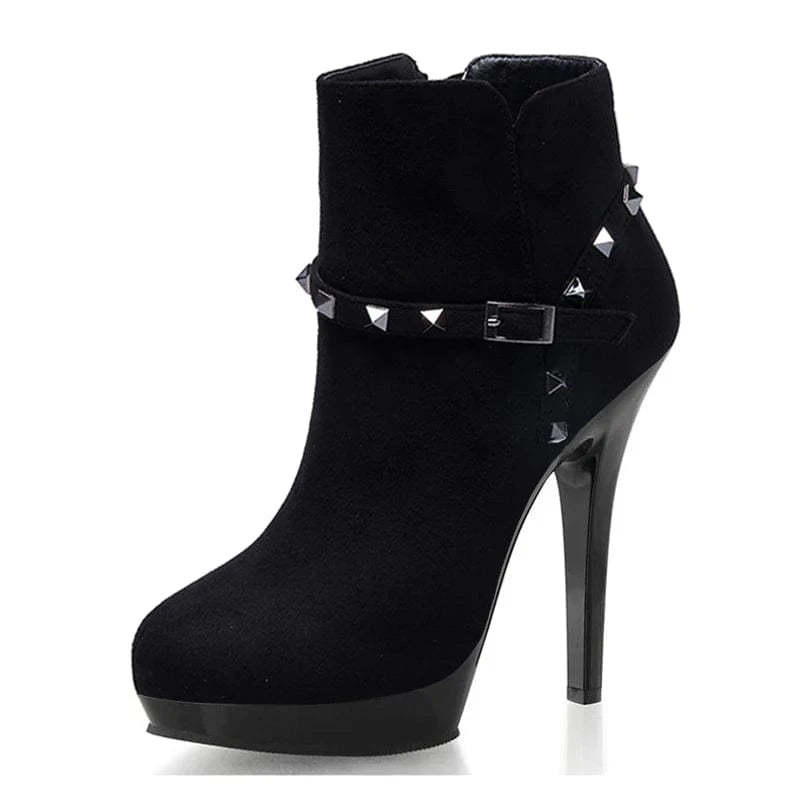 Black matte stiletto platform high heels 13 cm model sexy stiletto short boots nightclub pole dance high heels women's large sh