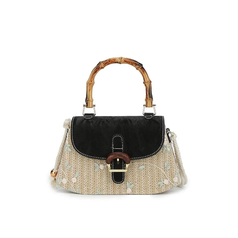Black New Box Shape weave Crossbody Hand Bag Girls Shoulder Bag Clutch Purse Cute Small Women's Handbags